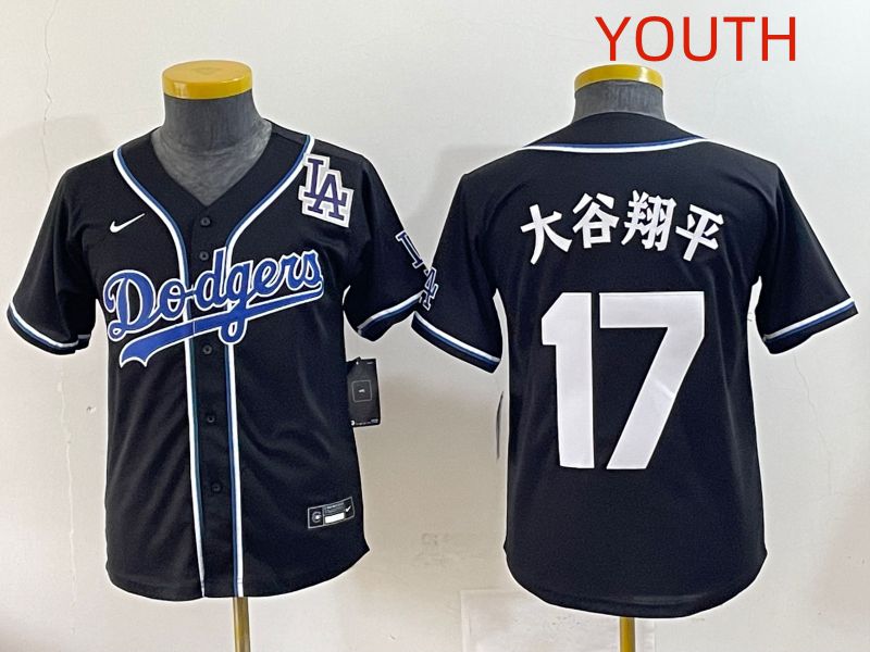 Youth 2025 Los Angeles Dodgers #17 Ohtani Black Three generations Fashion Nike MLB Jersey style 23->youth mlb jersey->Youth Jersey